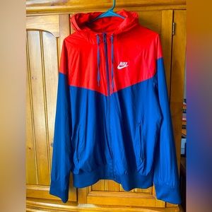 Nike Blue and Red Zip Up Hoodie